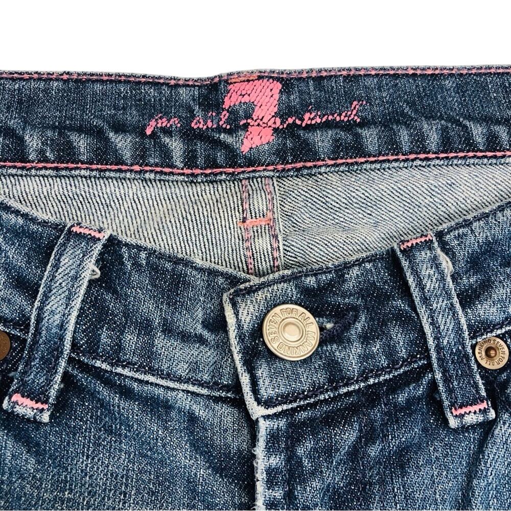 7 For All Mankind Pink Stitch Original Bootcut Jeans Premium Denim Mid Rise 27 - Picture 11 of 16
